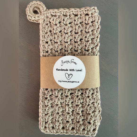 2 Handmade Crochet Washcloths Dishcloths with Hang Loop 100% Cotton PICK COLOR! - Picture 3 of 16